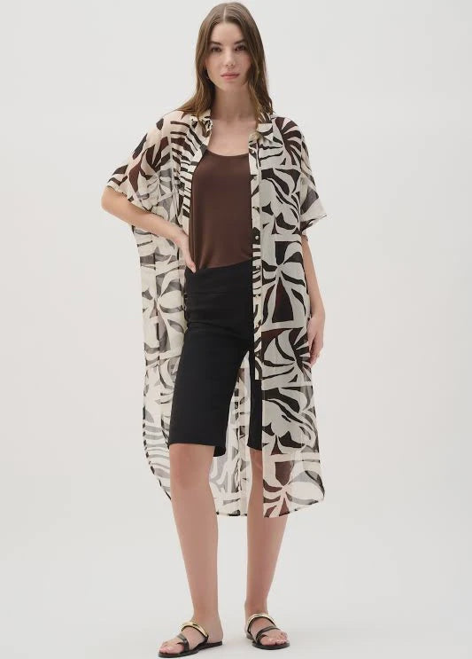 Chiffon Tropical Print Straight Blouse 262949