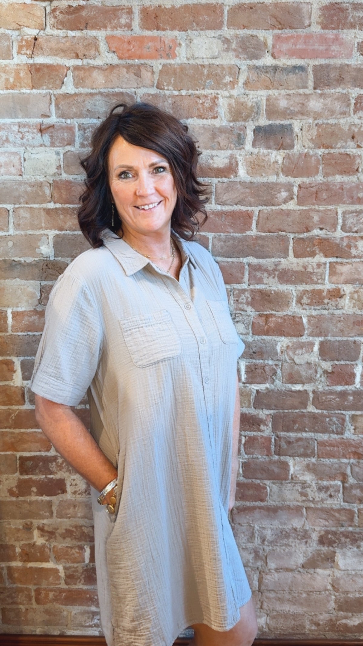 Half Sleeve Swing Shirt Dress 47F-L0165