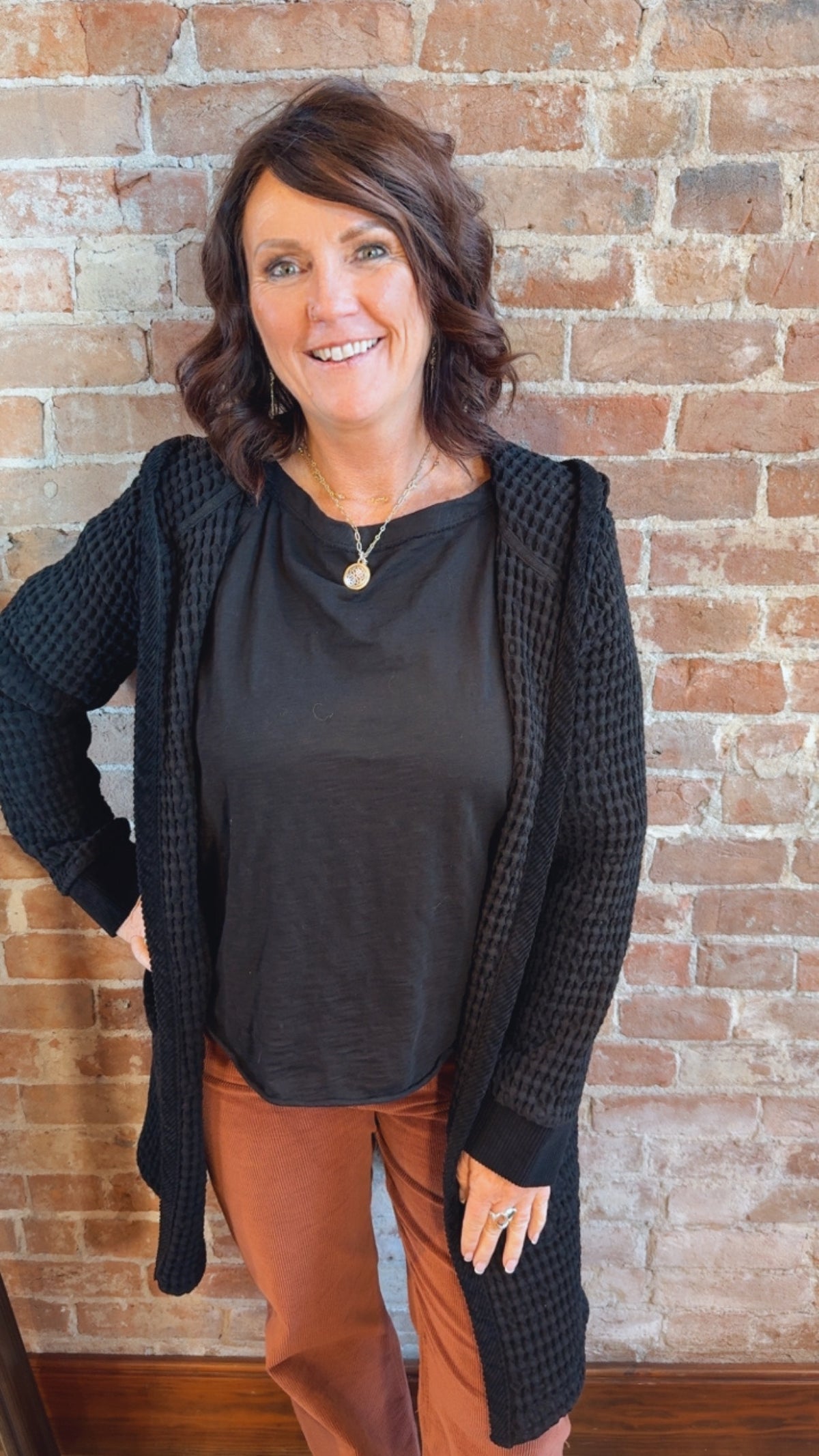 Hooded Long Open Cardi 46F-10482