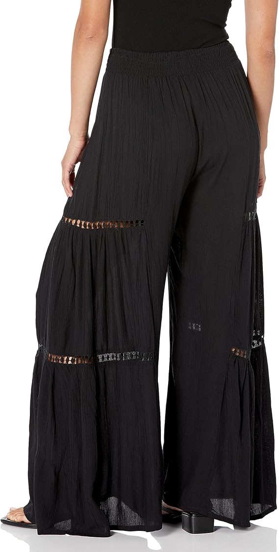 Tie Front Wide Leg Pant W/Lace