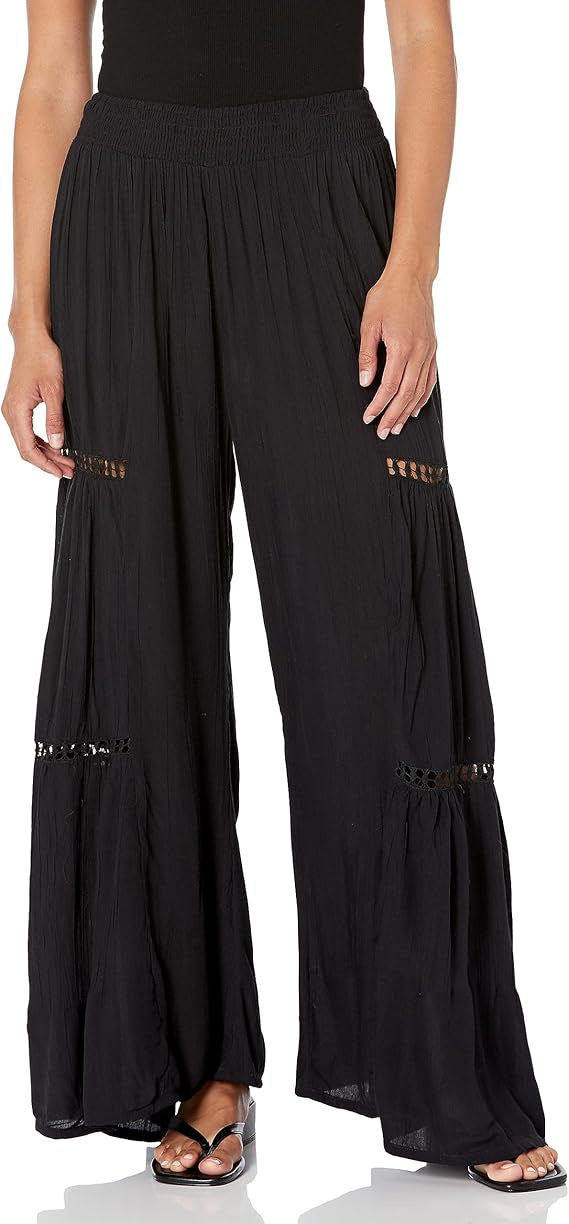 Tie Front Wide Leg Pant W/Lace