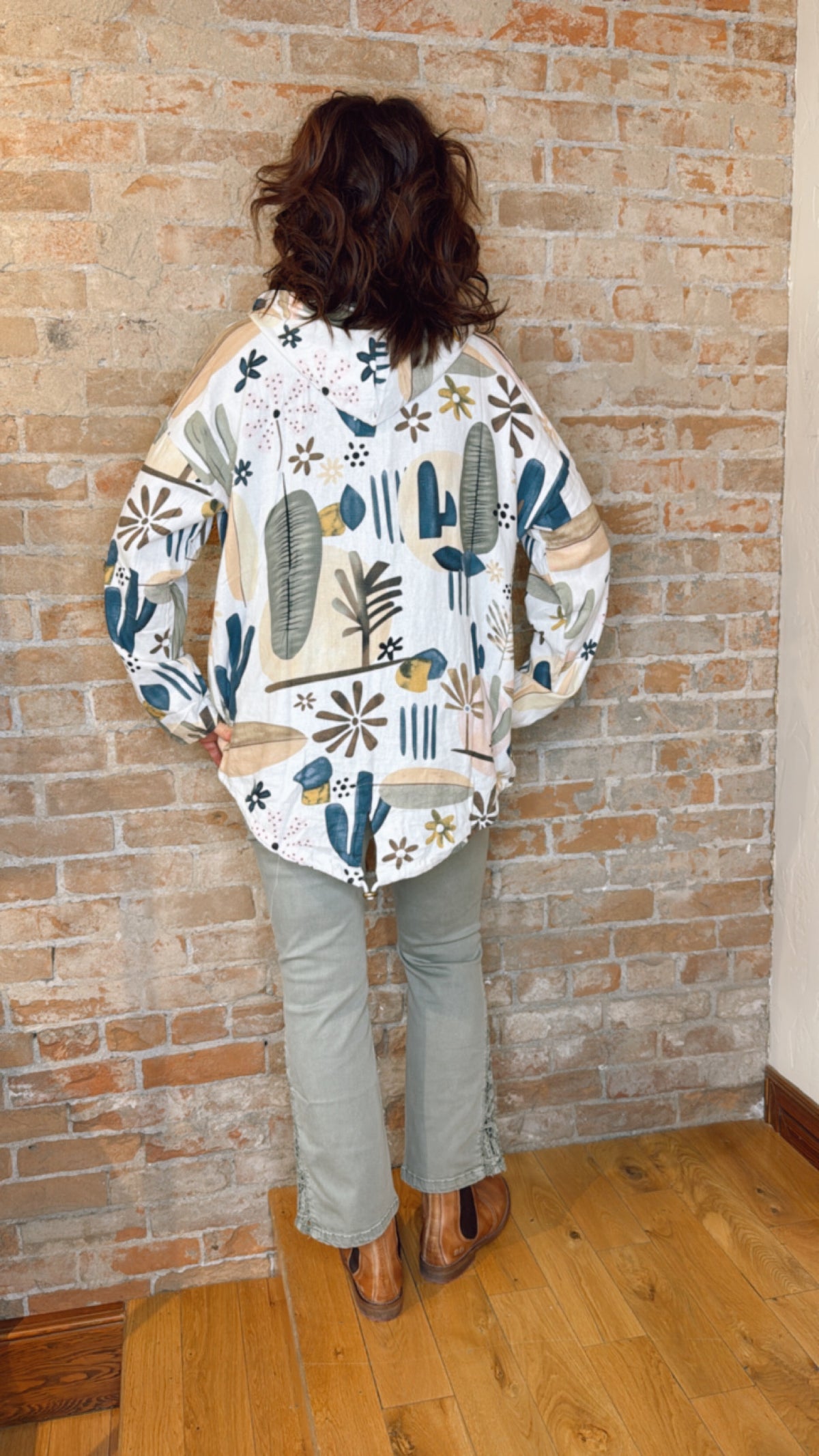 Printed Linen Duster Jacket C6166Y