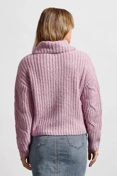 Turtleneck Sweater W/Cable Detail