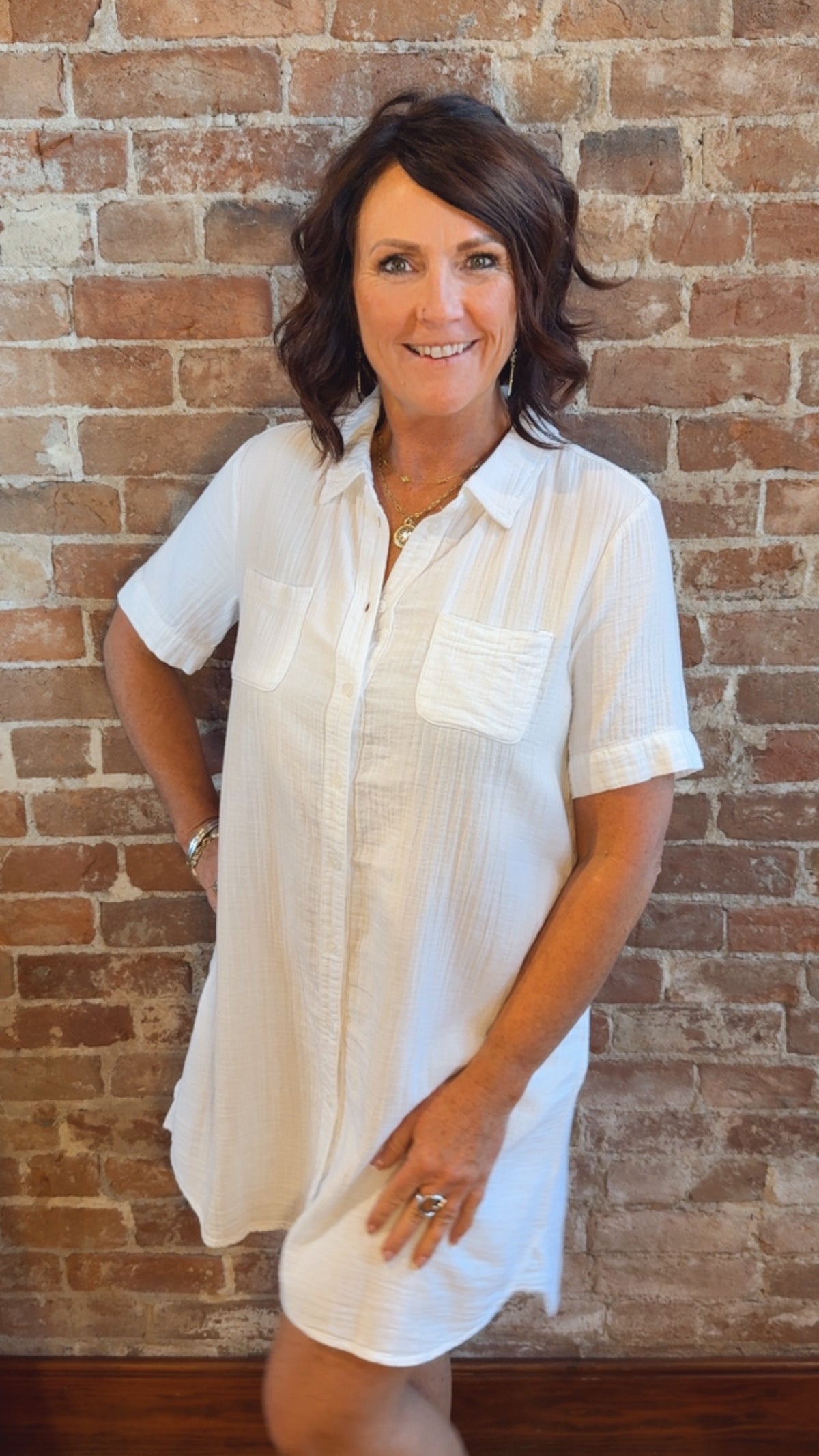 Half Sleeve Swing Shirt Dress 47F-L0165