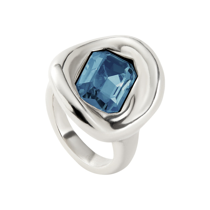 Ser Valiente EXC Silver Ring W/Blue Crystal ANI0826AZOMTL