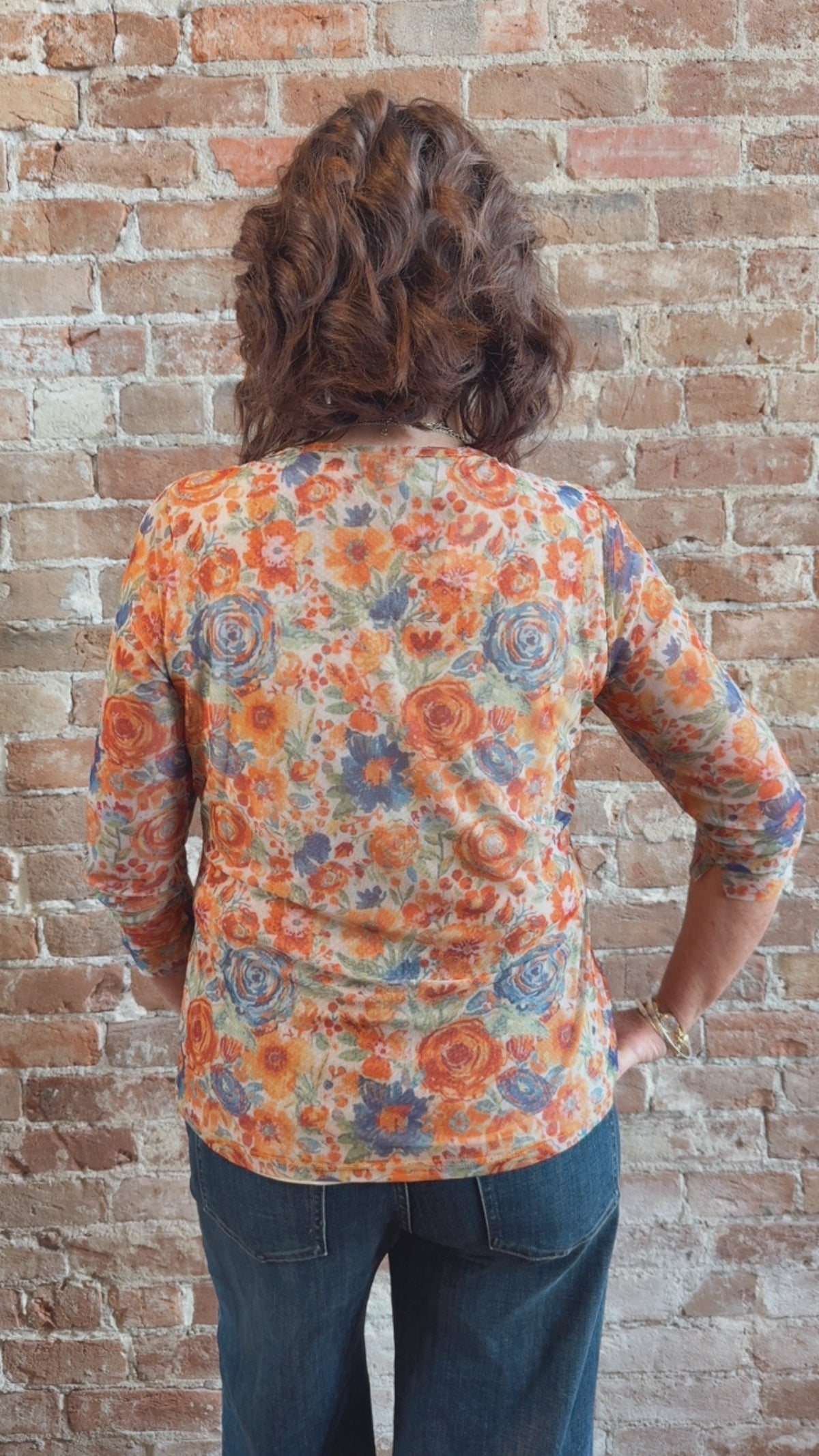 Printed Mesh L/S Top 194593