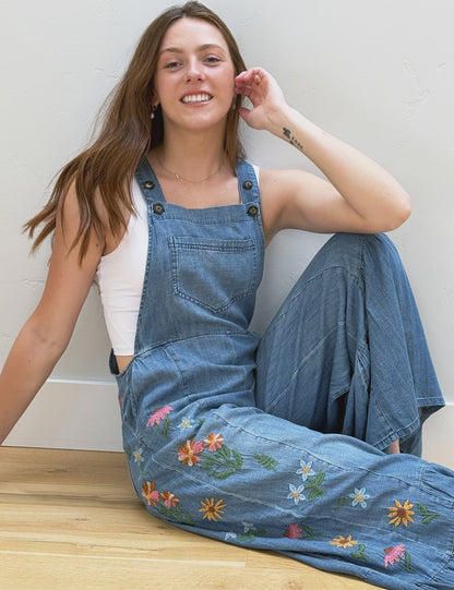 Butterfly Embroidered Overalls BT8015R