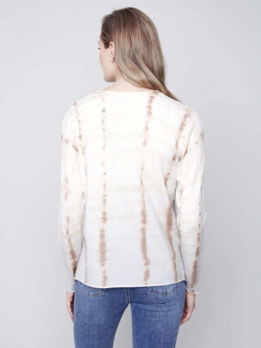 Printed V-Neck Basic Sweater