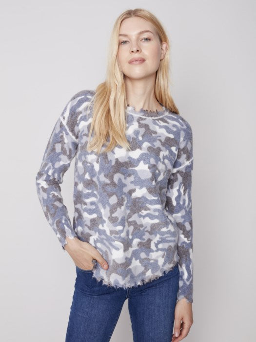 Reversible Sweater W/Frayed Edges