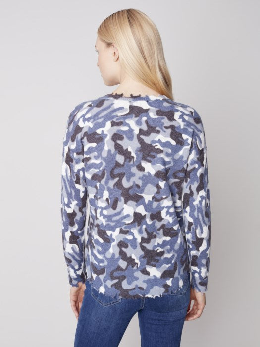 Reversible Sweater W/Frayed Edges