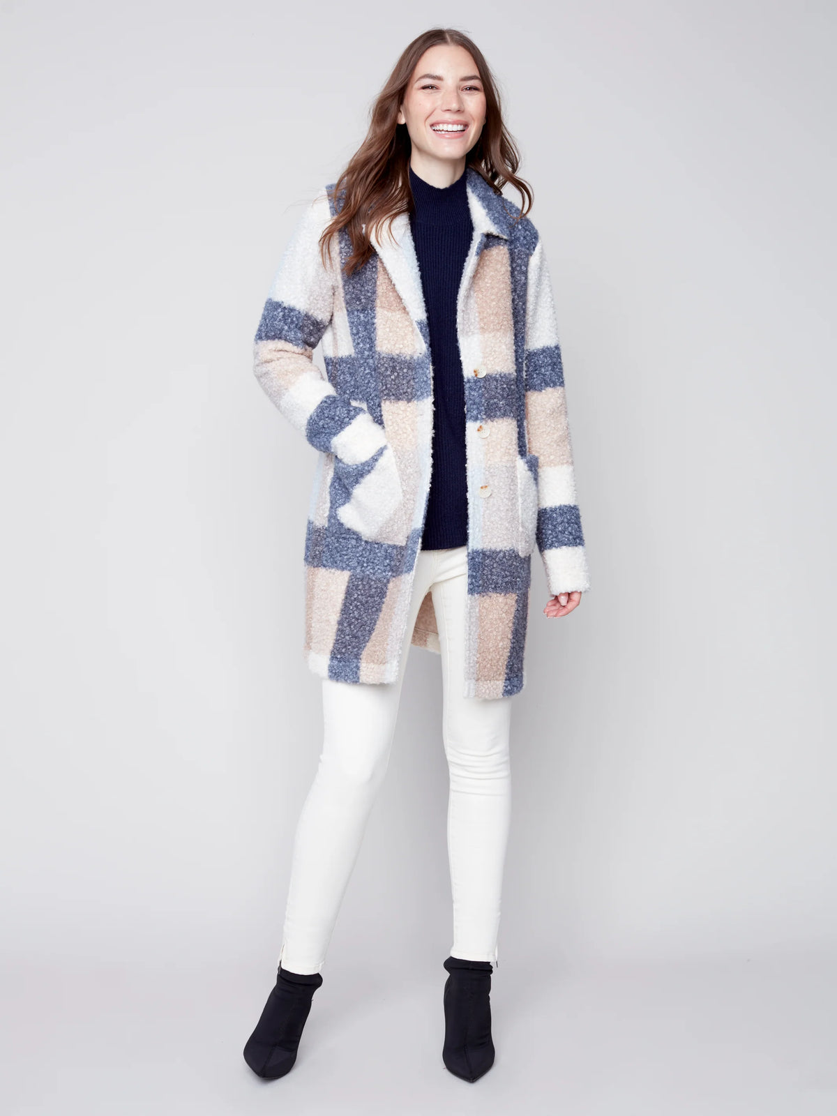 Boucle Plaid Coat