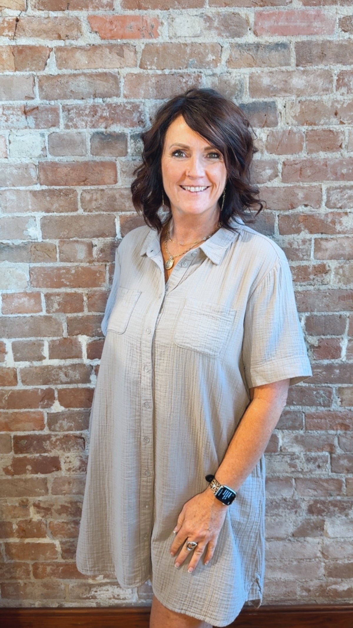 Half Sleeve Swing Shirt Dress 47F-L0165