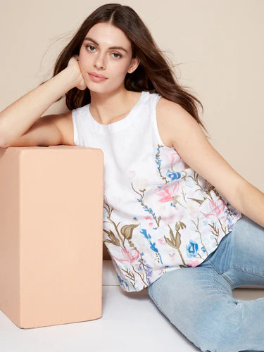 Printed Linen Sleeveless Top