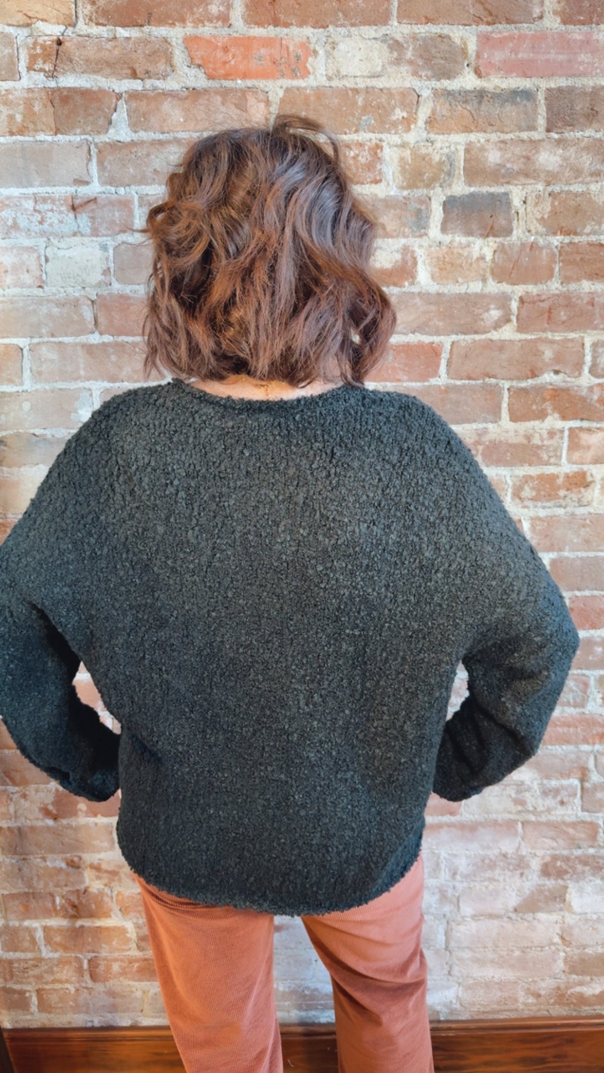 V-Neck Boucle Sweater 46F-A5944