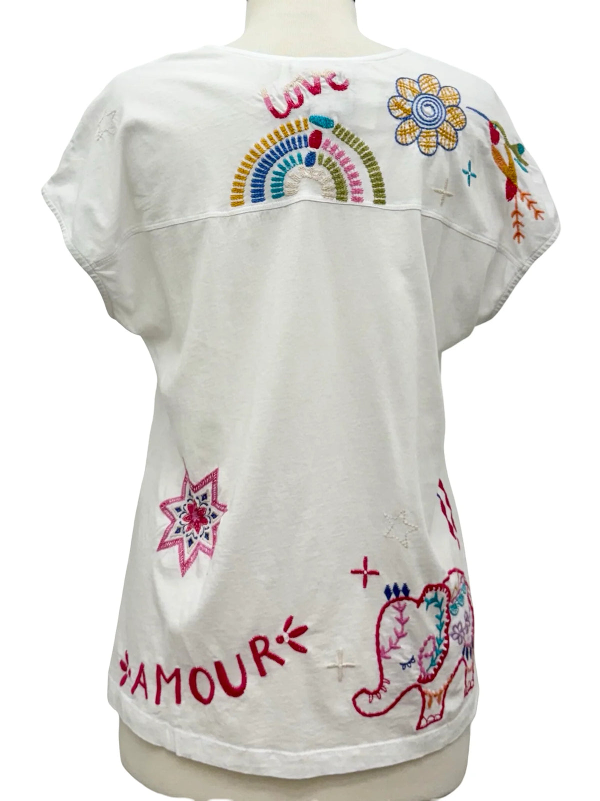 Easy Paneled V-Neck Tee-Loulia J13725-5
