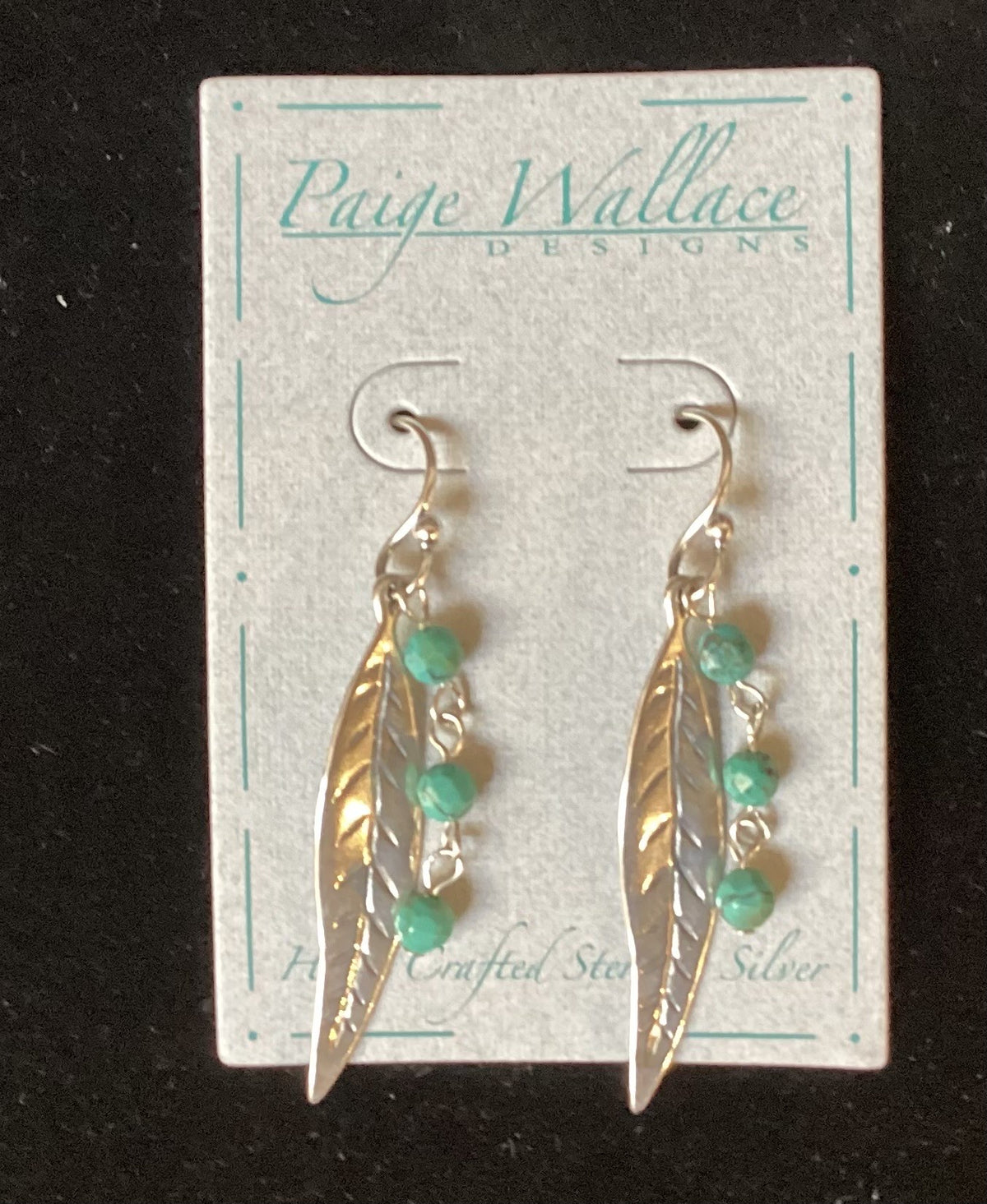 Sterling Silver Med Feather Earring W/Turq 329C