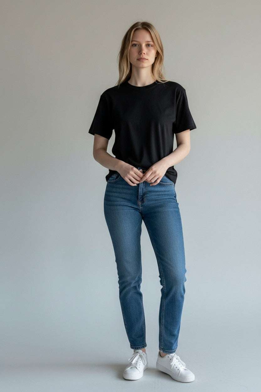 S/S Crew Swing Tee W/Rib Details 43G-97756