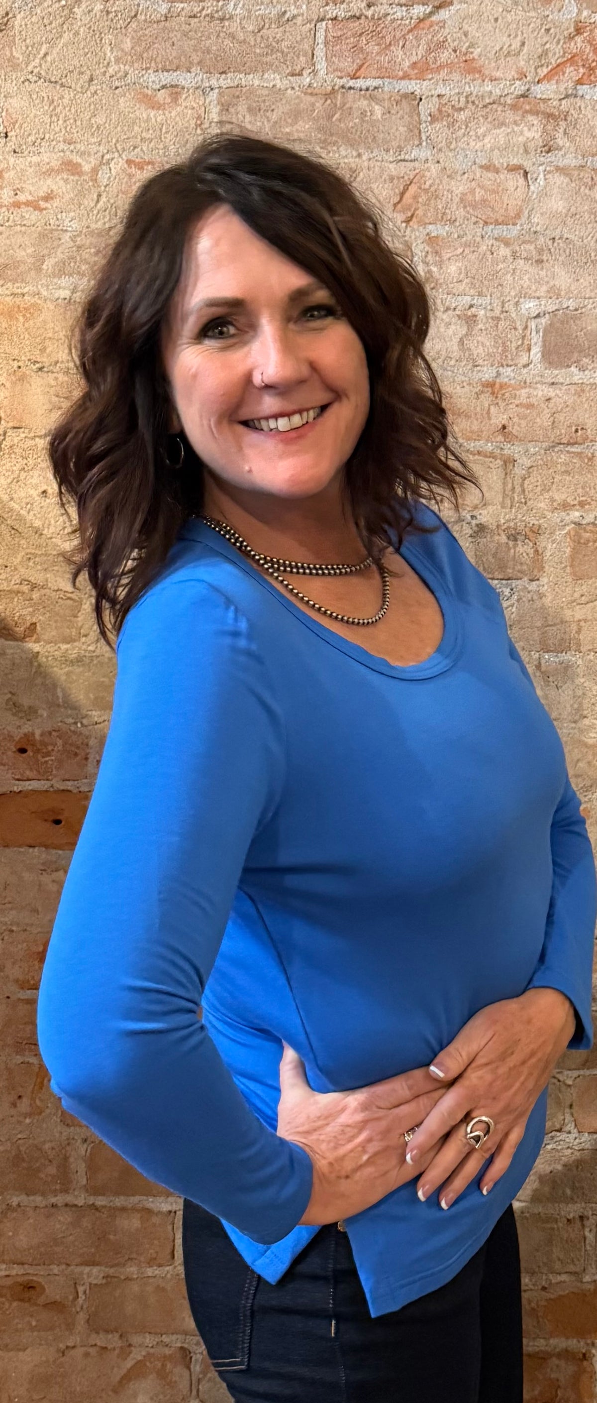 Scoop Neck Knit Top W/Side Slits 5895O