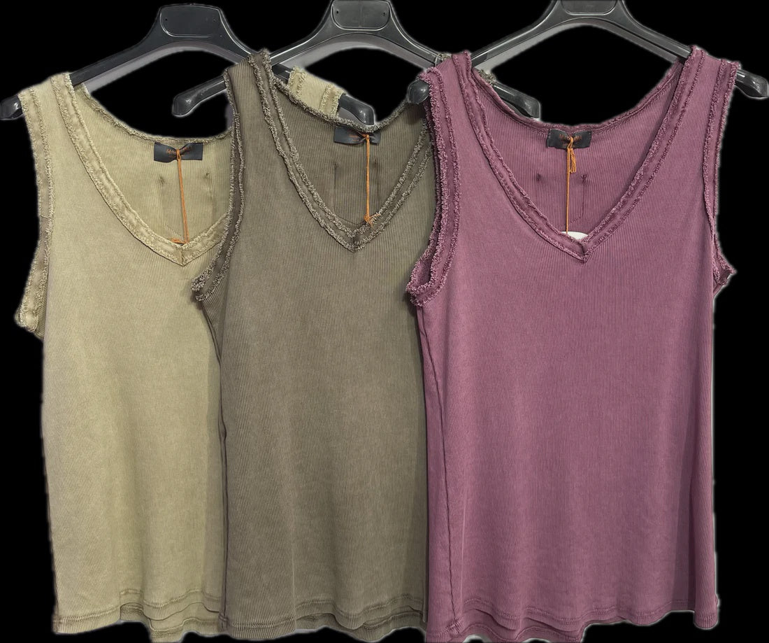 Washed V-Neck Tank