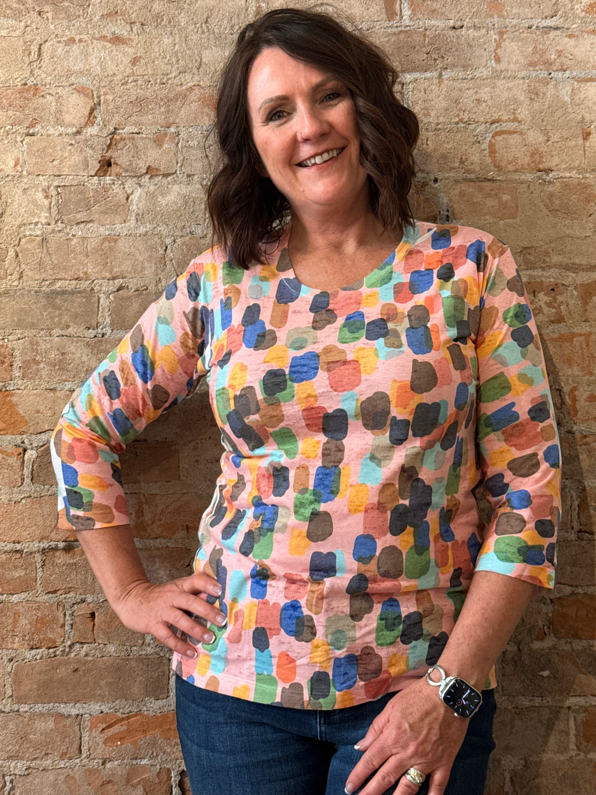 3/4 Sleeve Crew Neck Top 14293