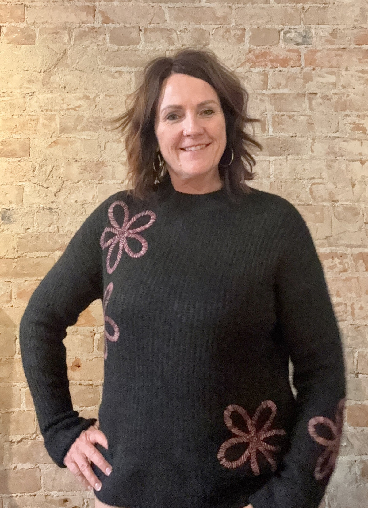 Mock Neck Sweater W/Soutache Detail C2876