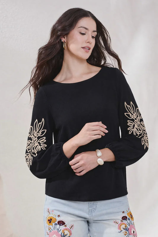 3/4 SLV Top W/Soutache Detail 3045O