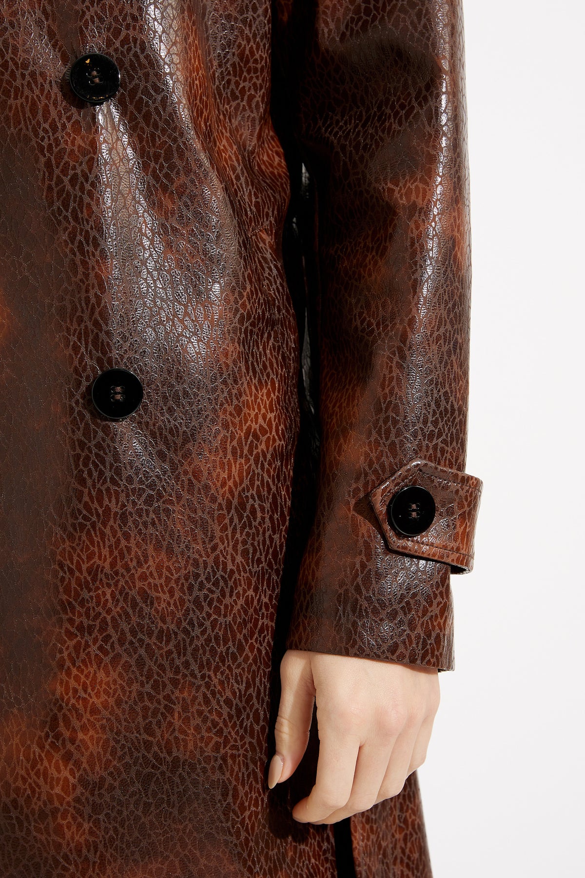 Embossed Pleather Trench