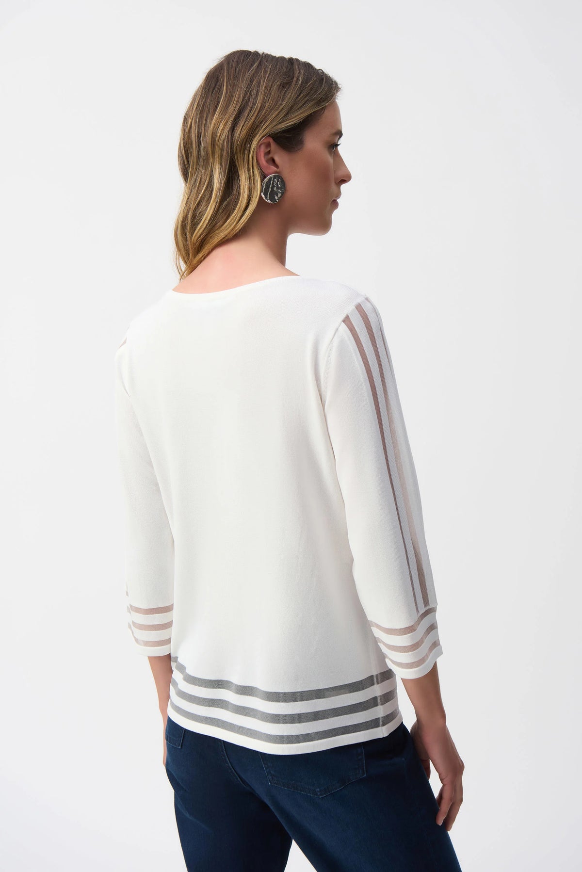 Sweater Knit Pullover W/Mesh Stripe Detail T 251946