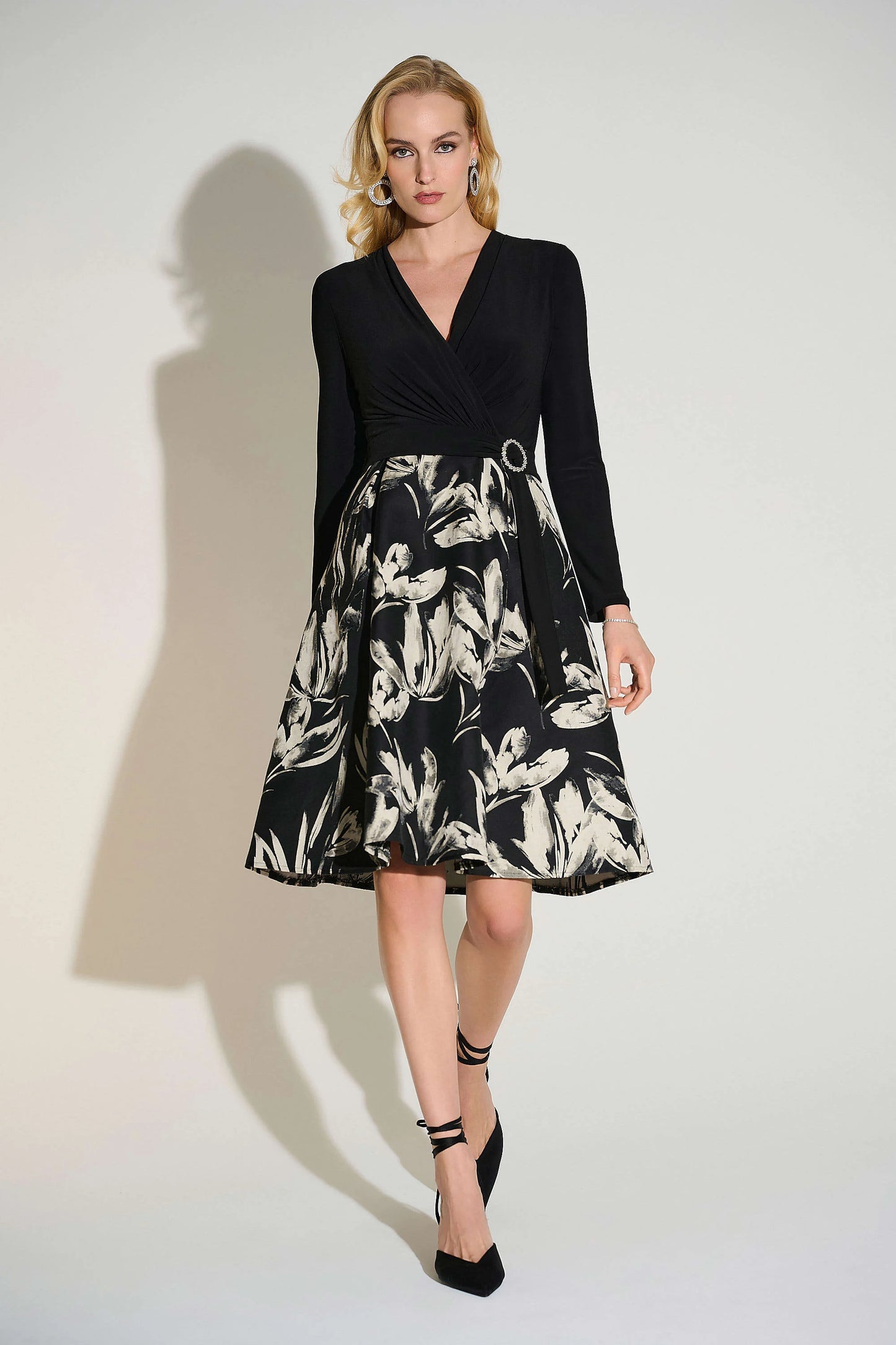 Jacquard Floral Fit And Flare Dress 253720