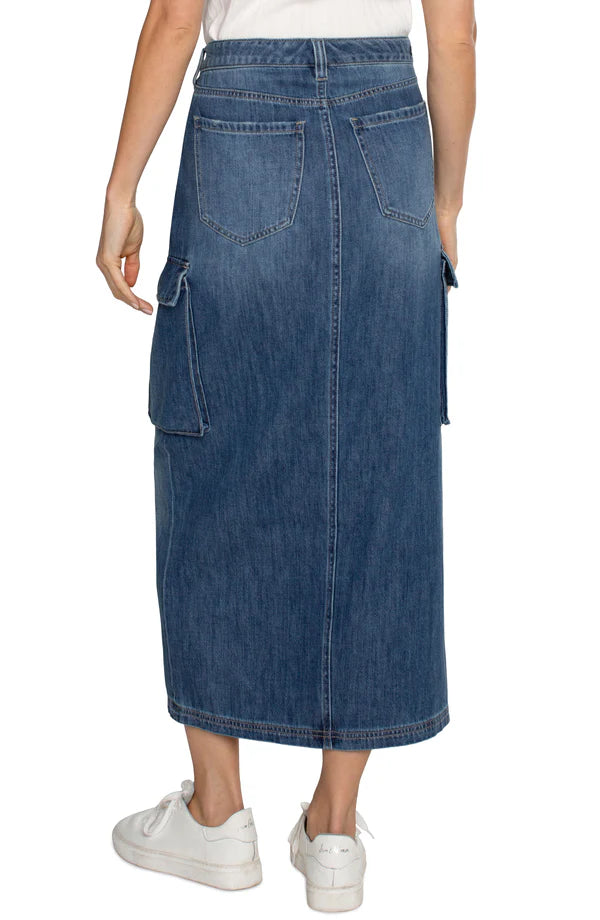 Bellow Pkt Maxi Cargo Skirt W/Split Front