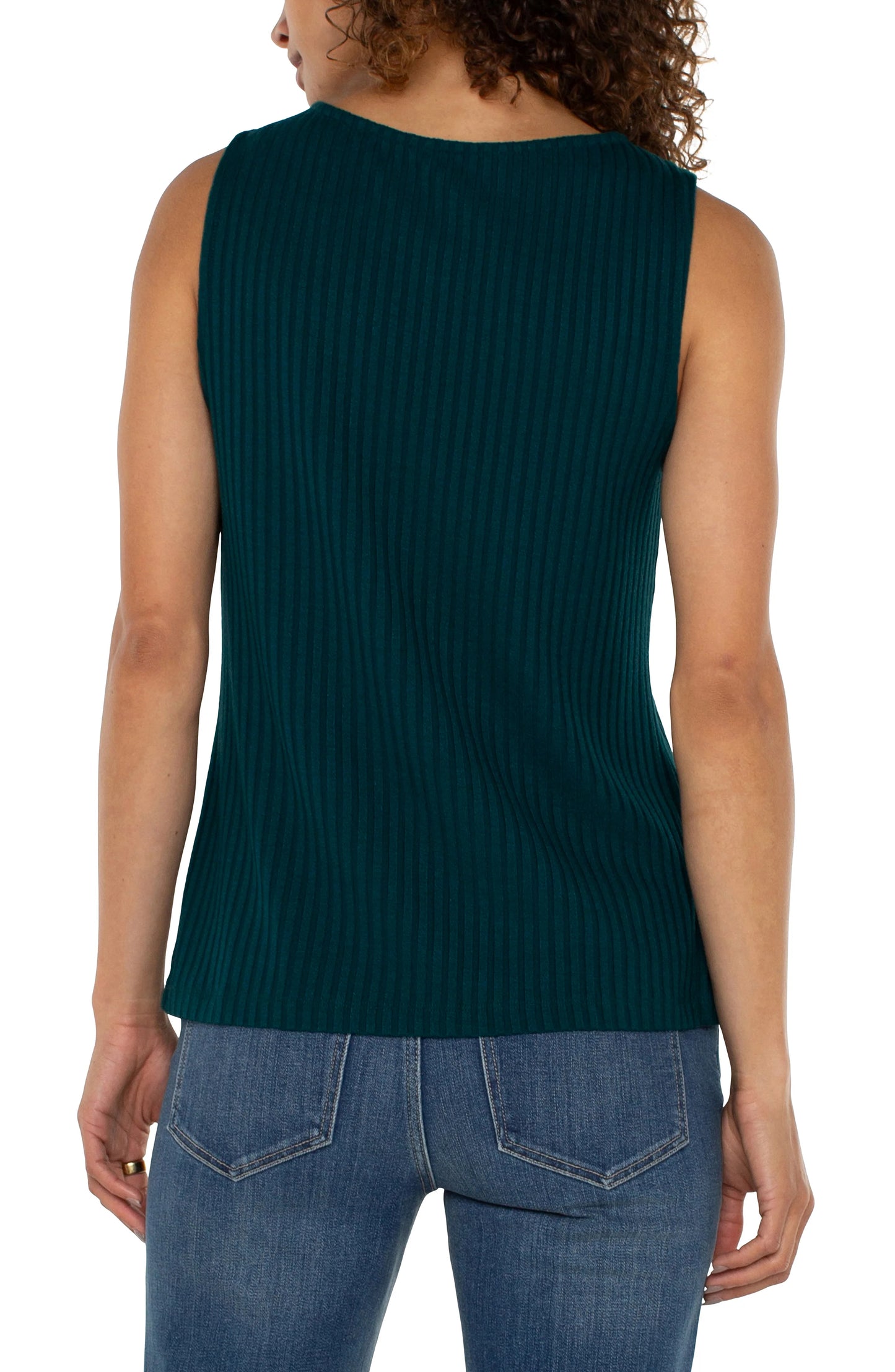 Sleeveless Boat Neck Ribbed Knit Top LM8747K61