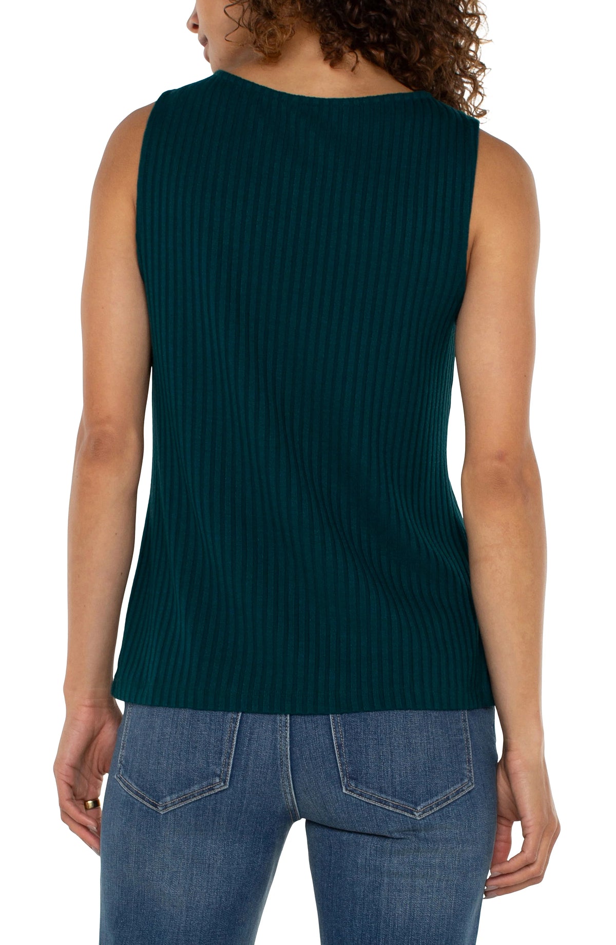 Sleeveless Boat Neck Ribbed Knit Top