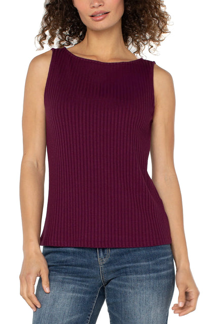 Sleeveless Boat Neck Ribbed Knit Top LM8747K61