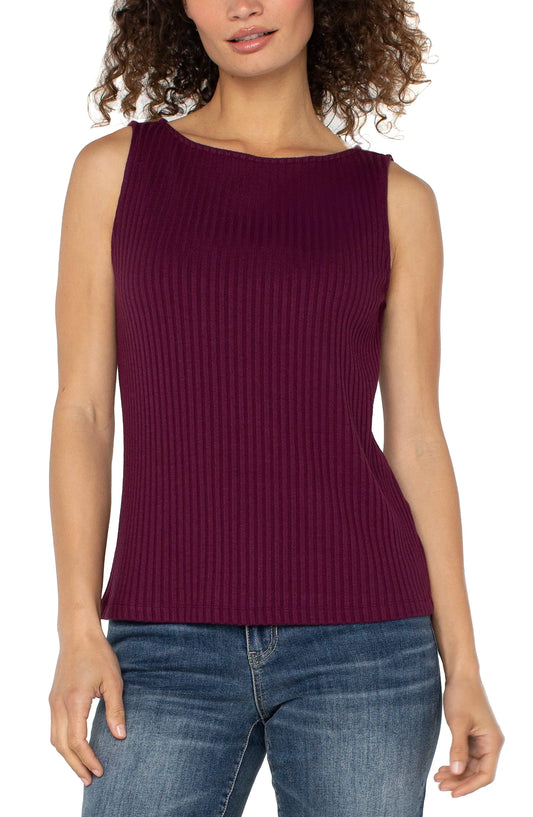 Sleeveless Boat Neck Ribbed Knit Top LM8747K61
