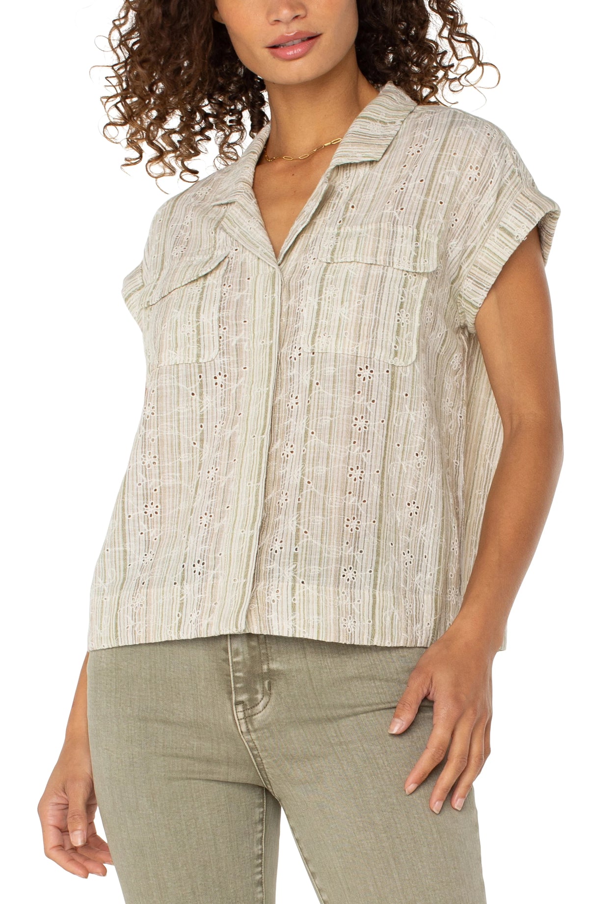 Sleeveless Dolman Camp Shirt LM8B88WV67