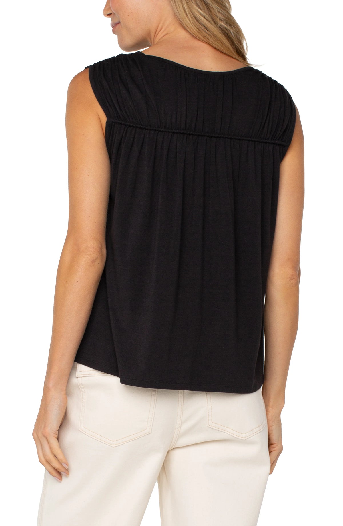 Sleeveless Shirred Detail Knit Top 25&quot; LM8D93VMK