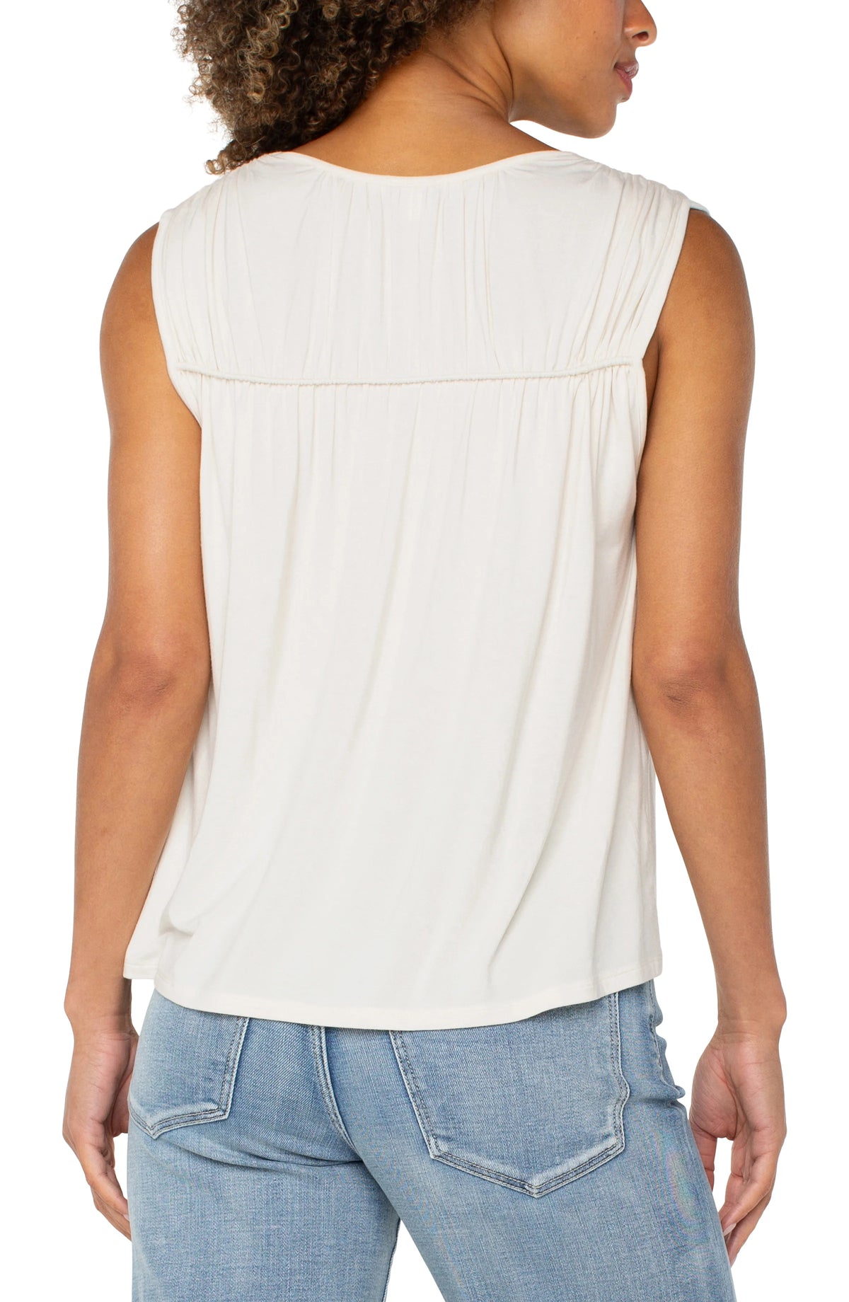 Sleeveless Shirred Detail Knit Top 25&quot; LM8D93VMK