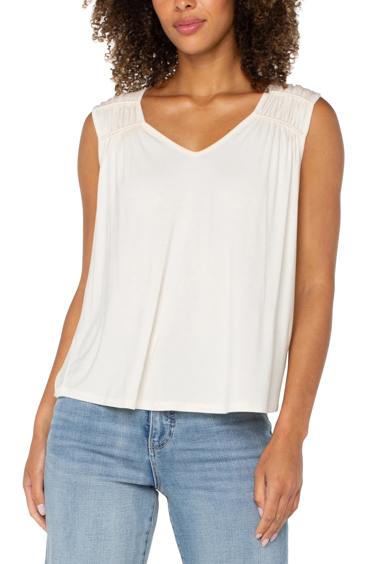 Sleeveless Shirred Detail Knit Top 25&quot; LM8D93VMK