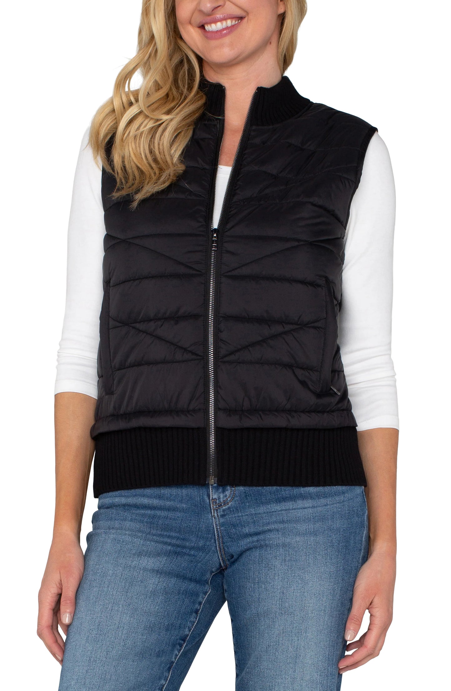 Quilted Front Full Zip Sweater Vest LM8E40SW53