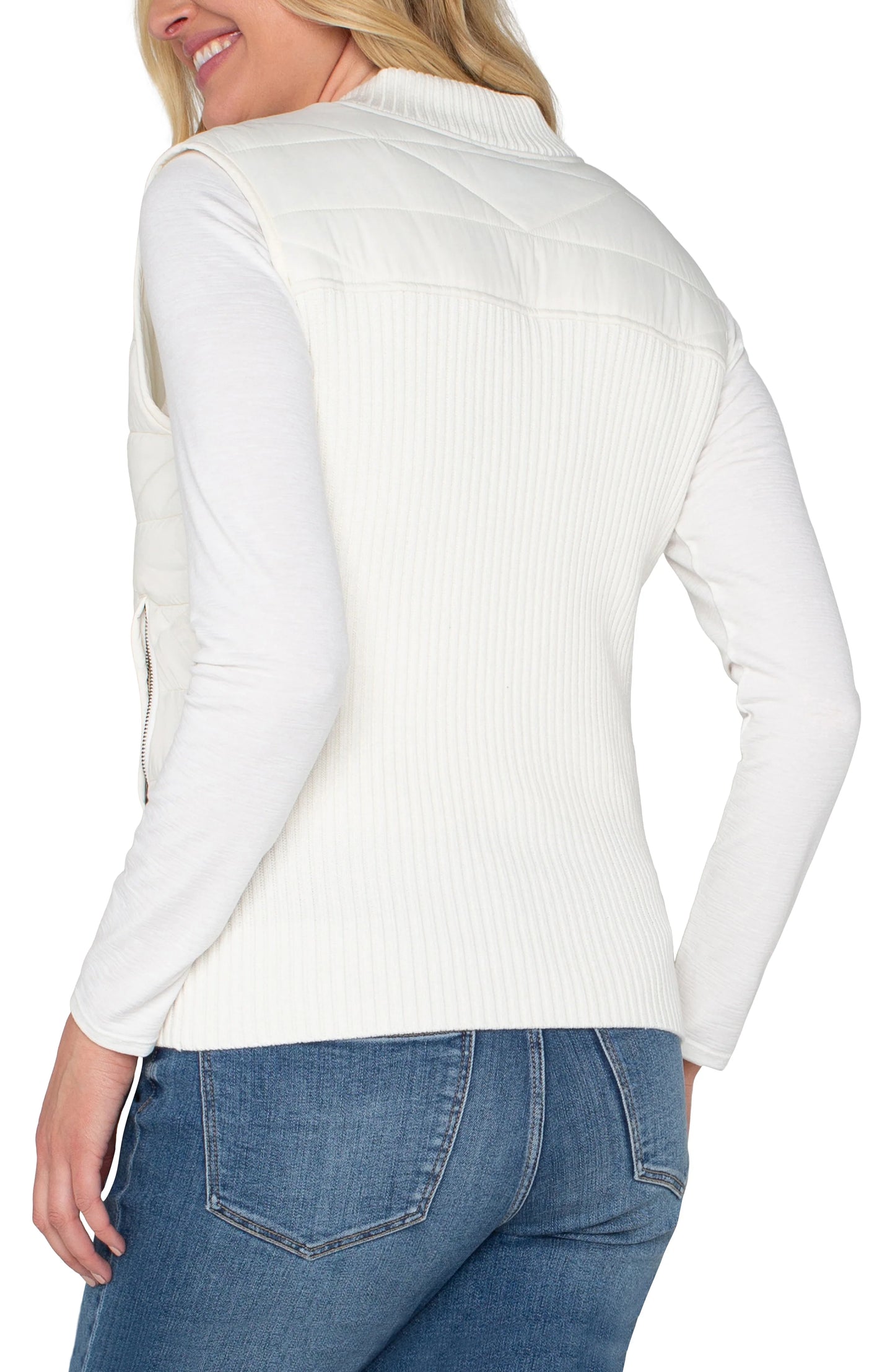 Quilted Front Full Zip Sweater Vest LM8E40SW53