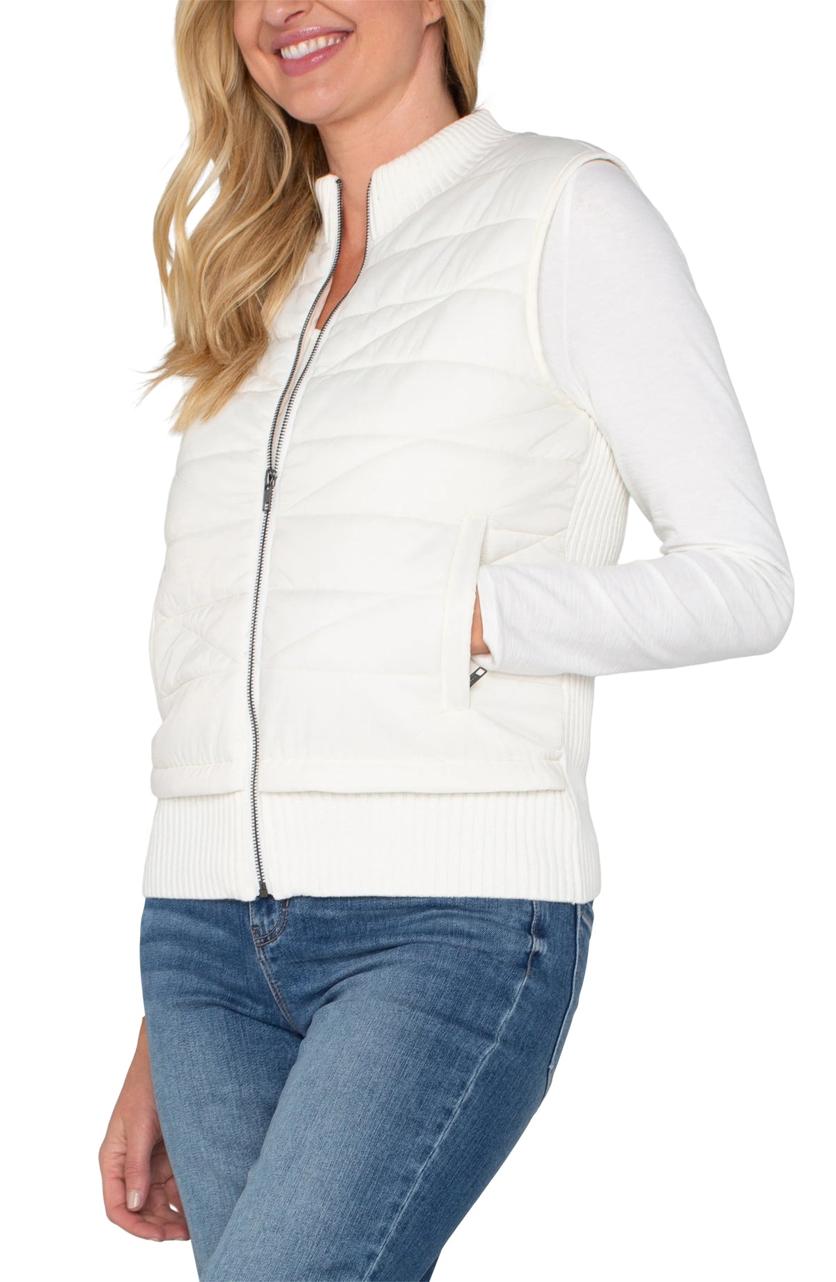 Quilted Front Full Zip Sweater Vest