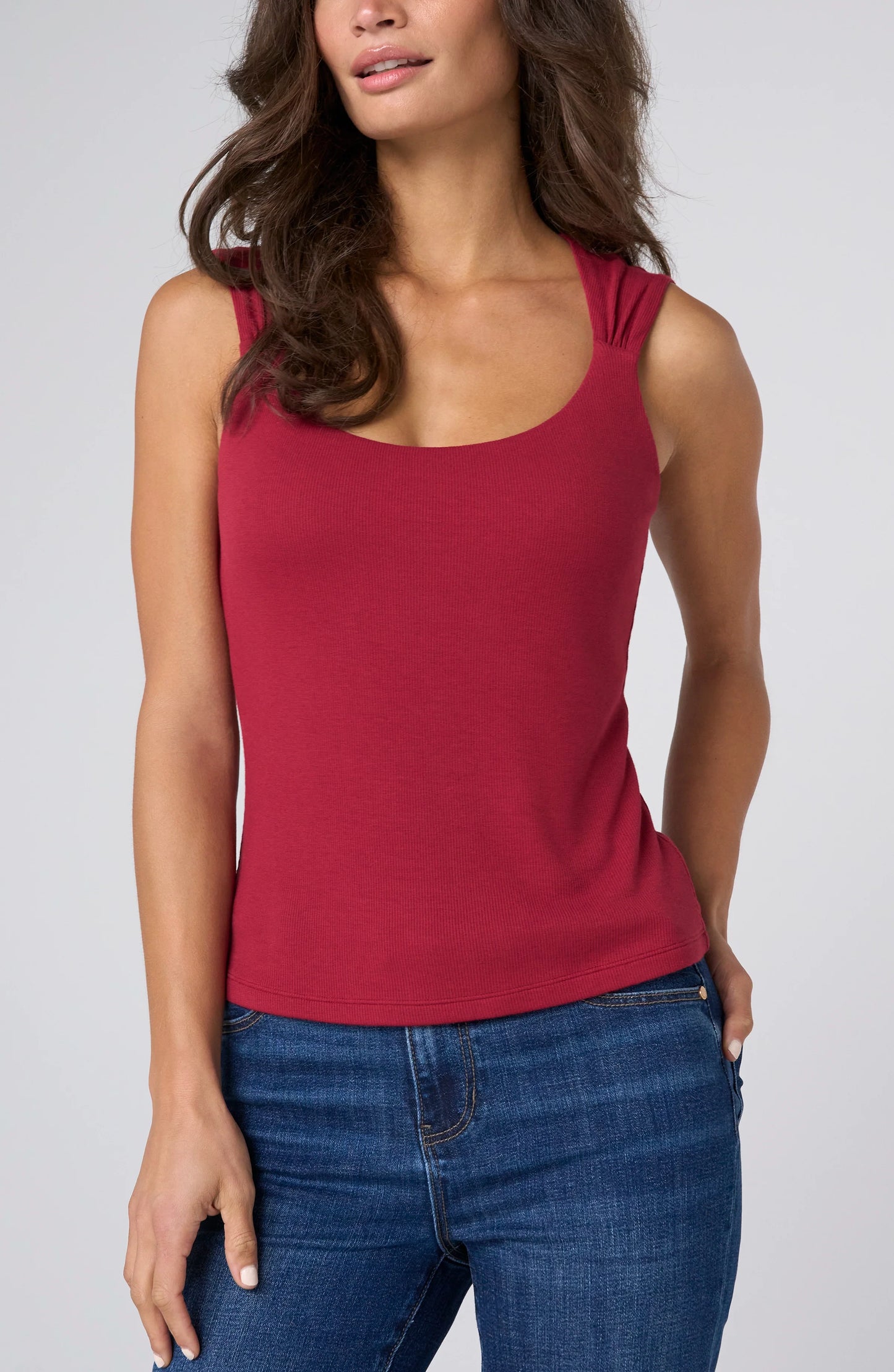 Sleeveless Built In Bra Knit Top LM8J65K40
