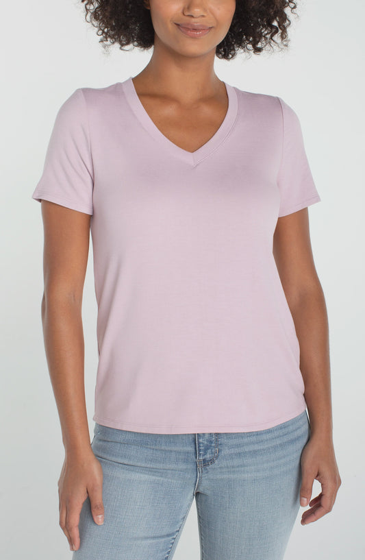 Short Sleeve V-Neck Knit Tee LM8J70KT60-s