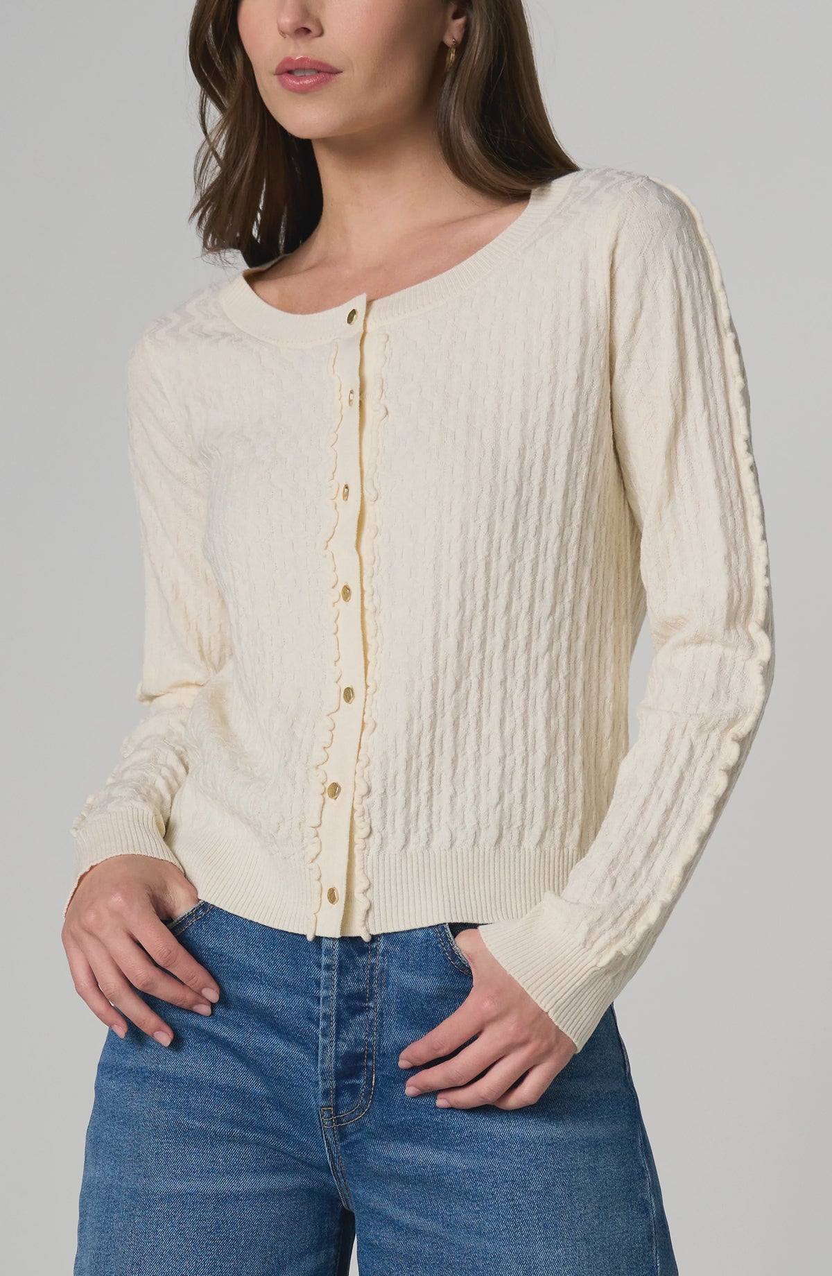 Long Sleeve Button Front Cardigan Sweater LM8L29WF12