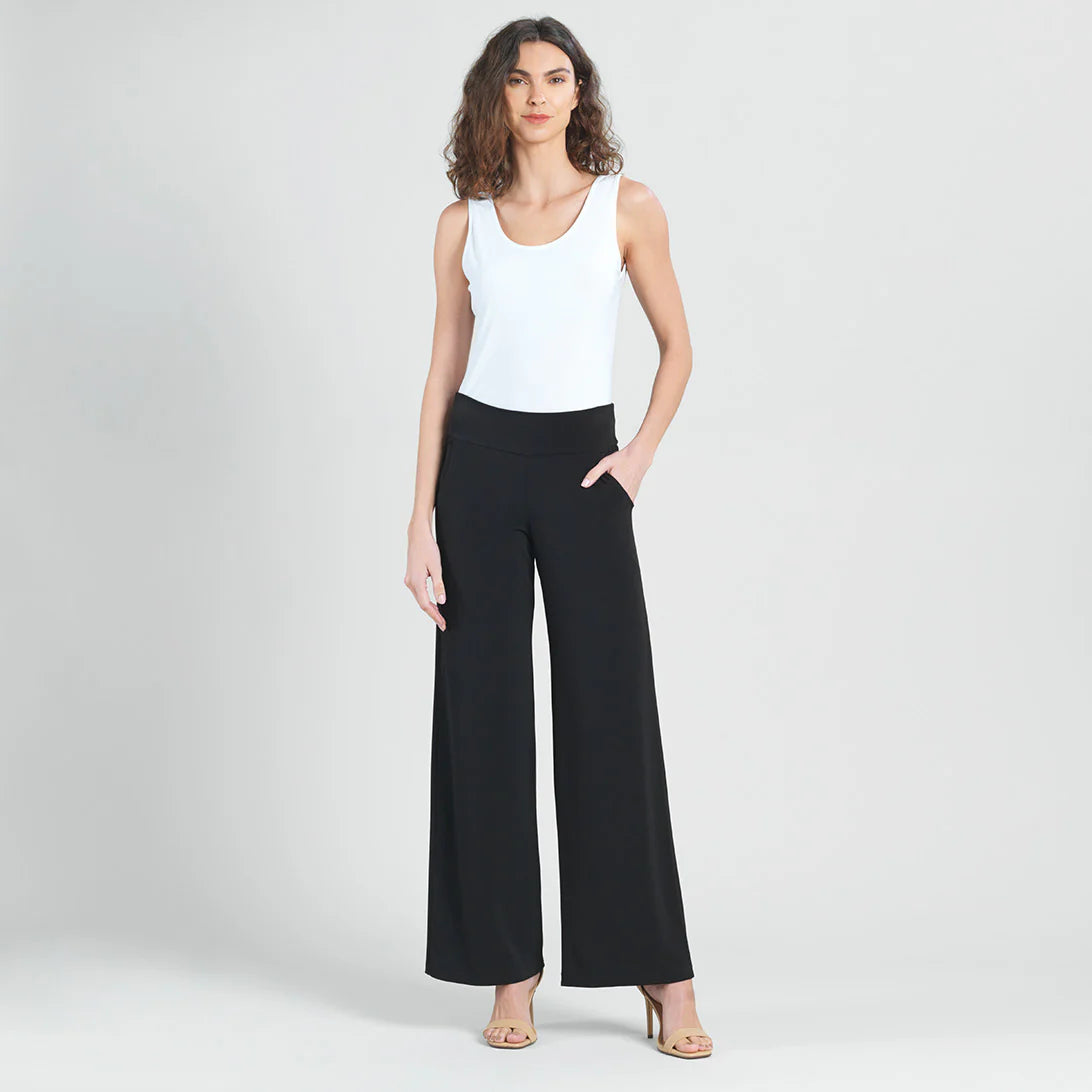 Knit Wide Leg Pant W/Pleated Pockets