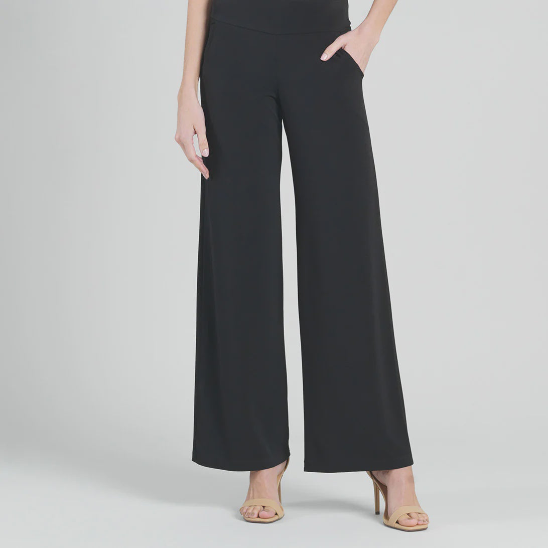 Knit Wide Leg Pant W/Pleated Pockets