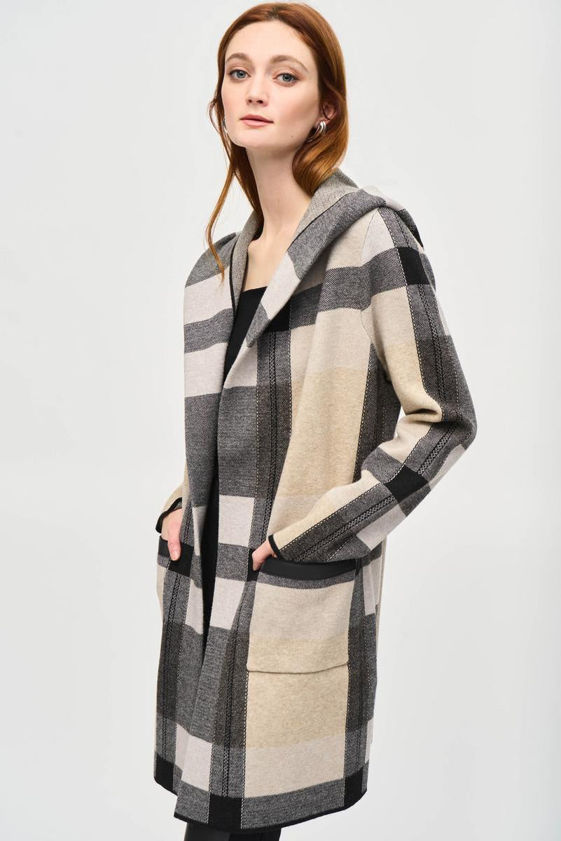 Plaid Hooded Cardigan T