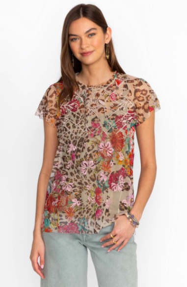 Mazzy Ruffle Neck Blouse-Wild Gardenia