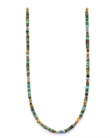 Gold Fill Sterling Silver Turquoise Assorted Gem Stones 16&quot; Necklace NK6033