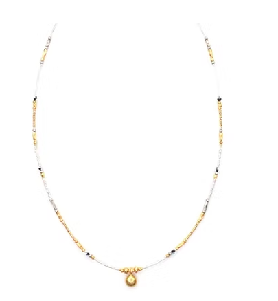 Necklace 16&quot; HandmadeThai Sterling Silver Beads Somr With 18K Goldplate NK2379